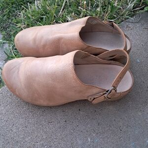 Dansko Tan Leather Slingback Wedges 2 In High